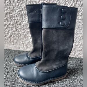 Stylish Blue Leather & Suede Boots
